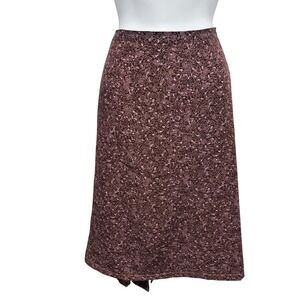 Norton McNaughton Woman Brown Pink Floral Midi Skirt Elastic Back Plus Size 1X
